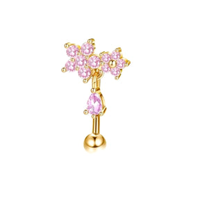 Surgical Pink Flower Curved Barbell
