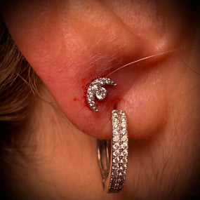 Titanium Silver Moon Earring