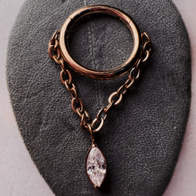 Titanium Dangle Chain Gold Ring