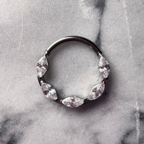 Titanium Silver Marquise Ring