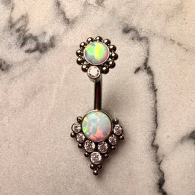 Titanium Opal / Clear Belly Barbell
