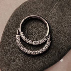 Titanium silver double hoop