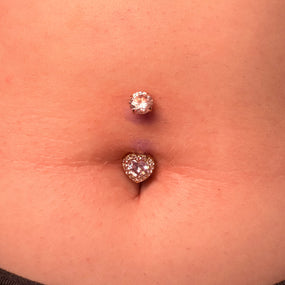 Titanium Gold or Silver Heart Belly Barbell