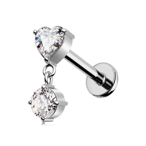 Titanium Labret Heart