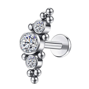 Titanium 3 Diamonds Silver Labret