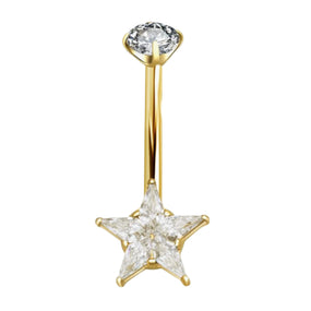 Titanium Gold Star Belly Barbell