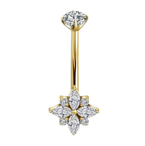Titanium Gold Flower Belly Barbell