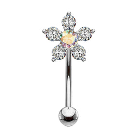 Surgical Silver Flower Curved Barbell