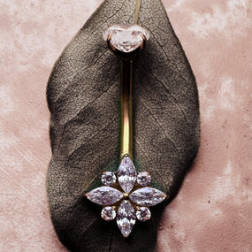 Titanium Gold Flower Belly Barbell