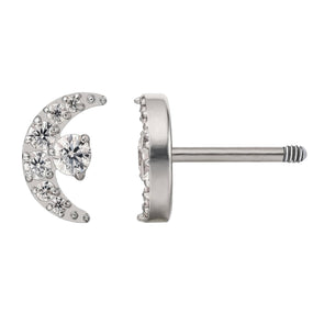 Titanium Silver Moon Earring