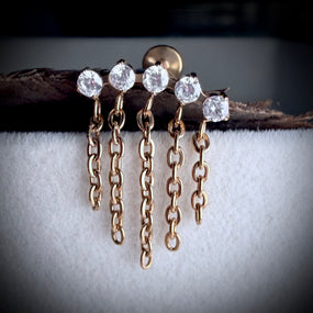 Titanium Chains Hidden Helix Gold Labret