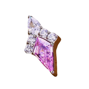 Titanium Silver Labret Pink Losange