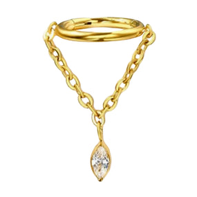 Titanium Dangle Chain Gold Ring