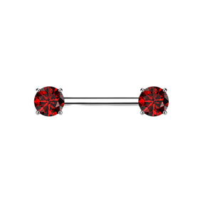 Titanium Red Diamond Silver Barbell