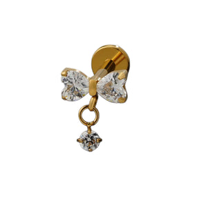 Titanium Bow Tie Gold Labret