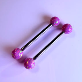 Titanium Pink Opal Straight Barbell