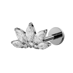 Titanium Silver Labret Lotus Flower