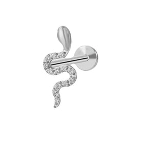Titanium Silver Labret Diamond Snake