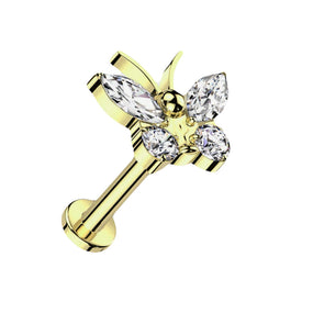 Titanium Gold Butterfly Labret
