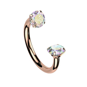 Titanium Rose Gold Horse Shoe Ab Gem