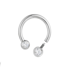 Titanium Silver Diamond Horse Shoe