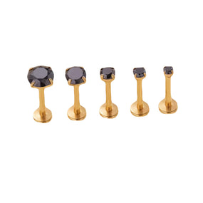 Titanium Gold Labret Black Gem