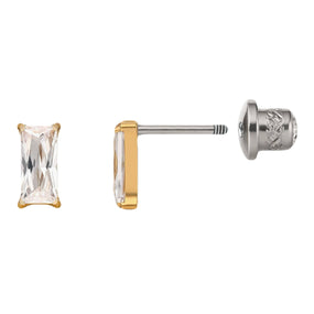 Titanium Rectangle Gold Earring