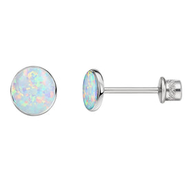 Titanium Opal Silver Earring