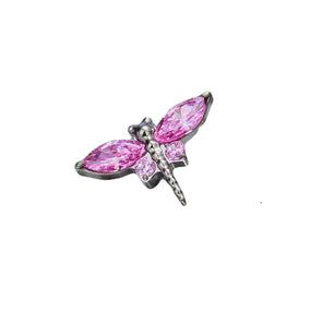 Titanium Silver Labret Pink Dragonfly