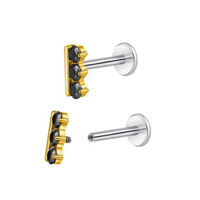 Titanium Labret 3 Black Gems