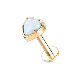 Titanium Gold Labret Opal Heart