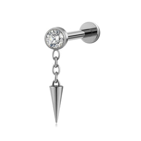 Titanium Silver Labret Dangle Cone
