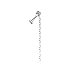 Titanium Silver Labret Chain Dangle