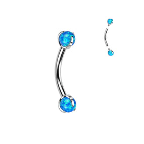 Titanium Blue Opal Silver Curved Barbell