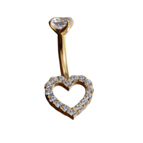 Titanium Heart Gold Belly Barbell