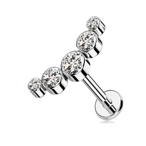 Titanium Silver 5 Diamonds Labret