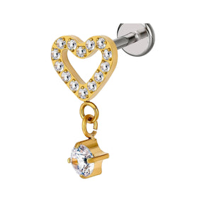 Titanium Heart Diamond Dangle