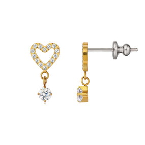 Titanium Gold Earring Heart Dangle