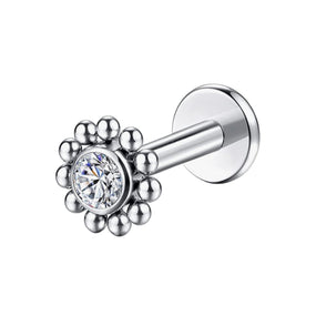 Titanium Silver Labret Sunflower