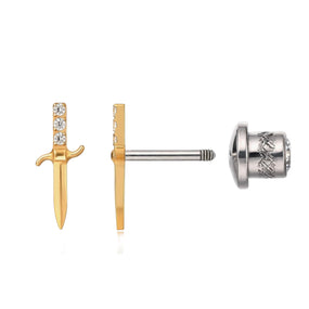 Titanium Gold Knife Earring