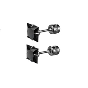 Titanium Black Square Gem Earrings