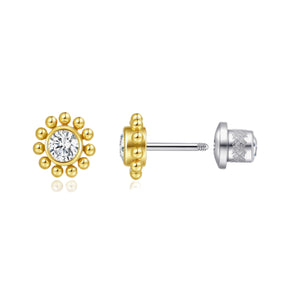 Titanium Gold Flower Earring
