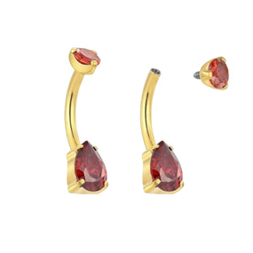 Titanium Gold Ruby Belly Barbell