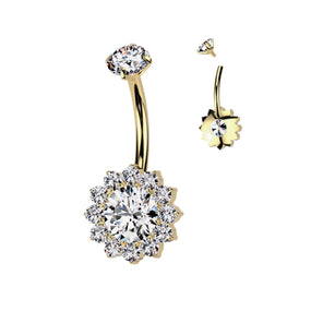 Titanium Sunflower Gold Belly Barbell