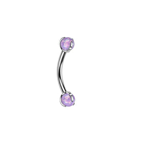 Titanium Fire Opal Silver Curved Barbell