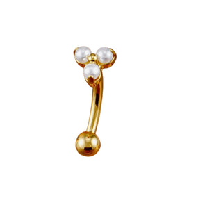Titanium Gold Triple Pearls Curved Barbell