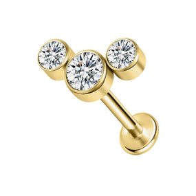Titanium Trinity Diamond Gold Labret