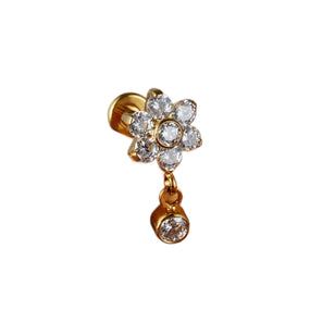 Titanium Flower Pendant Gold Labret