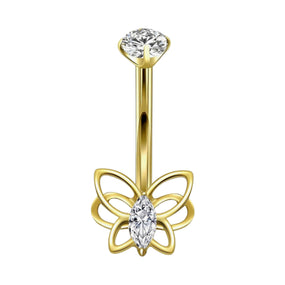 Titanium Gold Butterfly Belly Barbell
